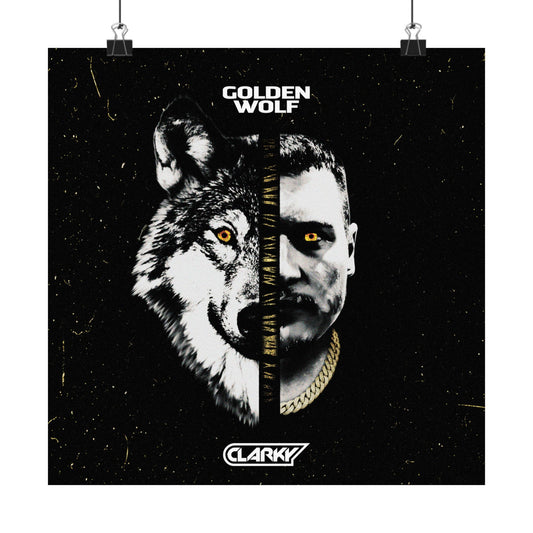 Golden Wolf Split-Face Artwork Matte Poster